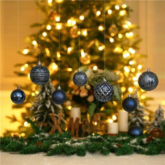 36pcs Navy Blue Christmas Tree Decorations Set, 6 Styles (Small Medium Large) - Picture 2 of 7